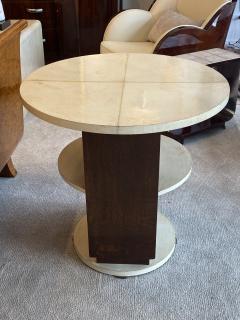 Michel Dufet A Mini Bar Art Deco Side Table in Wood and Goat Skin Top - 4552555