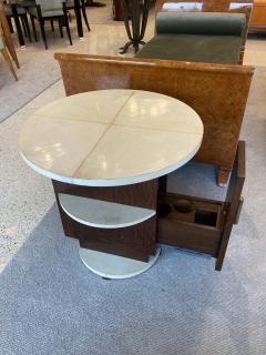 Michel Dufet A Mini Bar Art Deco Side Table in Wood and Goat Skin Top - 4552556