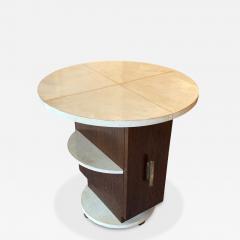 Michel Dufet A Mini Bar Art Deco Side Table in Wood and Goat Skin Top - 4552595