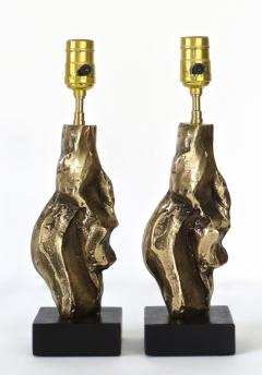 Michel Jaubert Pair of Michel Jaubert French Cast Bronze Sculptural Table Lamps - 508540
