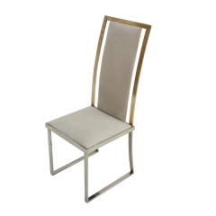 Michel Mangematin Michel Mangematin Eighteen Steel And Brass Grey Chairs France 70s - 820451