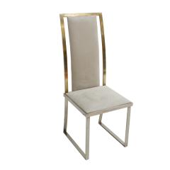 Michel Mangematin Michel Mangematin Eighteen Steel And Brass Grey Chairs France 70s - 820452