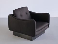 Michel Mortier Michel Mortier Teckel Lounge Chair in Black Wool Wood Steiner France 1963 - 3325614
