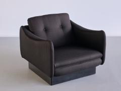 Michel Mortier Michel Mortier Teckel Lounge Chair in Black Wool Wood Steiner France 1963 - 3325615