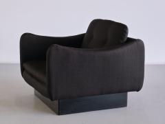 Michel Mortier Michel Mortier Teckel Lounge Chair in Black Wool Wood Steiner France 1963 - 3325618