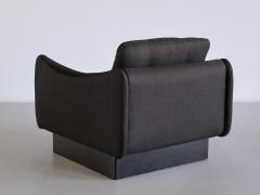 Michel Mortier Michel Mortier Teckel Lounge Chair in Black Wool Wood Steiner France 1963 - 3325619