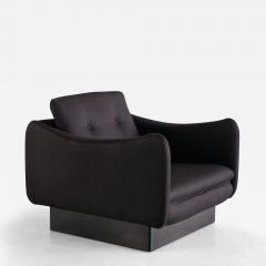 Michel Mortier Michel Mortier Teckel Lounge Chair in Black Wool Wood Steiner France 1963 - 3330922