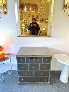 Michel Pigneres Chest of Drawers Mirror Metal Chrome Brass by Michel Pigneres 1970s France - 3925488