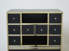 Michel Pigneres Michel Pigneres brass chrome black cabinet secretaire 1970s - 2373262