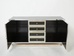 Michel Pigneres Michel Pigneres brass chrome black lucite sideboard 1970s - 2675410