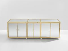 Michel Pigneres Michel Pigneres brass mirrored lucite feet sideboard 1970s - 4244024