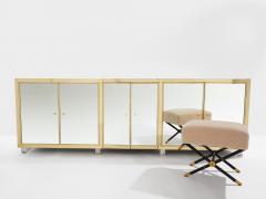Michel Pigneres Michel Pigneres brass mirrored lucite feet sideboard 1970s - 4244030