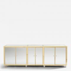 Michel Pigneres Michel Pigneres brass mirrored lucite feet sideboard 1970s - 4246848