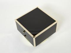 Michel Pigneres Pair of Michel Pigneres black lacquered brass nightstands tables 1970s - 2714341
