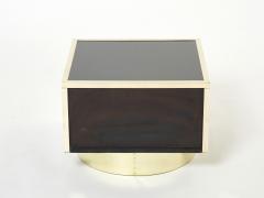 Michel Pigneres Pair of Michel Pigneres black lacquered brass nightstands tables 1970s - 2714342