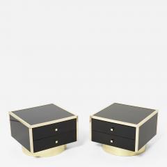 Michel Pigneres Pair of Michel Pigneres black lacquered brass nightstands tables 1970s - 2724626