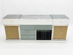 Michel Pigneres Rare Michel Pigneres brass mirrored alcantara sideboard circa 1969 - 1072545