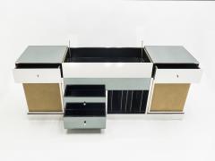 Michel Pigneres Rare Michel Pigneres brass mirrored alcantara sideboard circa 1969 - 1072547