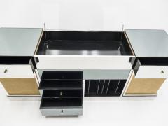 Michel Pigneres Rare Michel Pigneres brass mirrored alcantara sideboard circa 1969 - 1072552