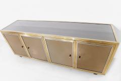 Michel Pigneres Sideboard Mirror Brass Metal Chrome by Michel Pigneres 1970s France - 4310818