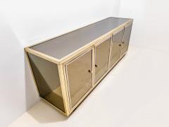 Michel Pigneres Sideboard Mirror Brass Metal Chrome by Michel Pigneres 1970s France - 4310819