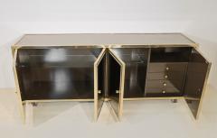 Michel Pigneres Sideboard Mirror Brass Metal Chrome by Michel Pigneres 1970s France - 4310820