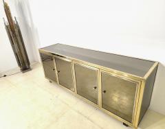 Michel Pigneres Sideboard Mirror Brass Metal Chrome by Michel Pigneres 1970s France - 4310821