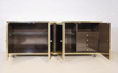 Michel Pigneres Sideboard Mirror Brass Metal Chrome by Michel Pigneres 1970s France - 4310822
