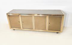 Michel Pigneres Sideboard Mirror Brass Metal Chrome by Michel Pigneres 1970s France - 4310825