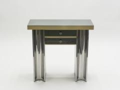 Michel Pigneres Small Hollywood Regency mirrored and brass French console table 1970s - 995945