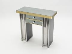 Michel Pigneres Small Hollywood Regency mirrored and brass French console table 1970s - 995949