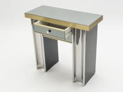 Michel Pigneres Small Hollywood Regency mirrored and brass French console table 1970s - 995950