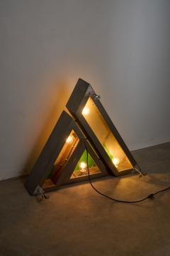 Michel Tess Contemporary Geometric Illuminated Wall Sculpture - 4505241