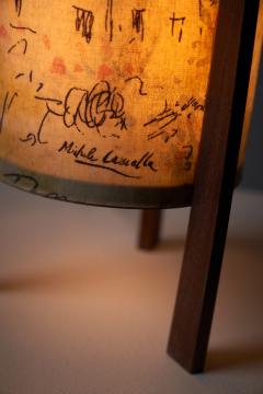 Michele Cascella Michele Cascella Signed Fabric and Wood Table Lamp 1950s - 4499090