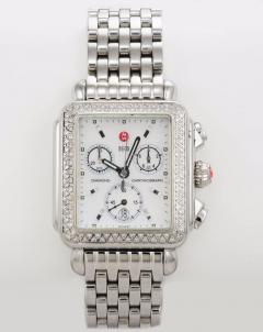 Michele Deco Chronograph Wristwatch in Stainless Steel with Diamond Bezel - 4486616