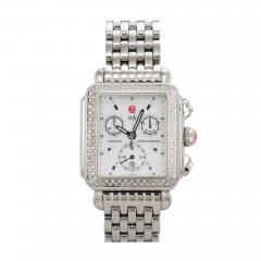 Michele Deco Chronograph Wristwatch in Stainless Steel with Diamond Bezel - 4491198