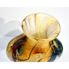 Michele Onesto Michele Onesto 1990s Green Yellow Blue Silver Overlaid Crystal Murano Glass Vase - 1308134