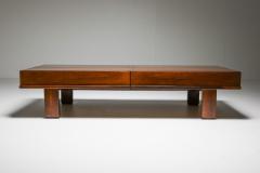 Michelluci walnut coffee table with storage 1970s - 1638194