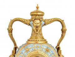 Mid 19th Century Antique French Gilt Bronze and Enamel Porcelain Urn Form Clock - 4706114