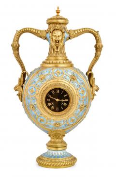 Mid 19th Century Antique French Gilt Bronze and Enamel Porcelain Urn Form Clock - 4706120
