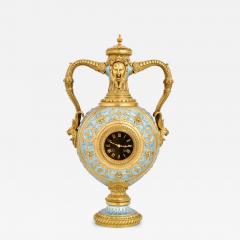 Mid 19th Century Antique French Gilt Bronze and Enamel Porcelain Urn Form Clock - 4708313