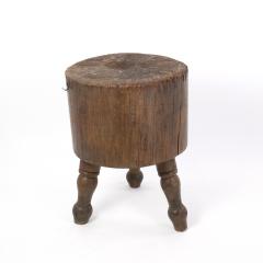 Mid 19th Century Butcher Block On Three Turned Legs Rhode Island Circa 1860  - 2180254