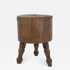 Mid 19th Century Butcher Block On Three Turned Legs Rhode Island Circa 1860  - 2180357