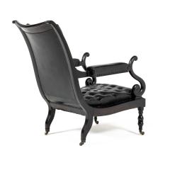 Mid 19th Century Ebonised and Leather Library Armchair - 3618303