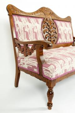 Mid 19th Century Hand Carved Mahogany Victorian Style Settee - 1170083