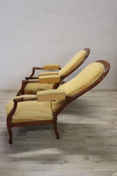 Mid 19th Century Italian Louis Philippe Pair of Antique Reclining Armchairs - 4036233