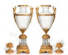 Mid 19th Century Large Matching Pair of Bronze or Cut Glass Urns - 801869