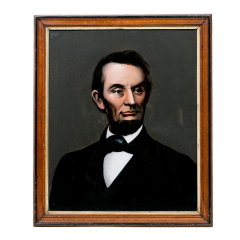 Mid 19th Century Lincoln Portrait Painting on Glass - 2073983