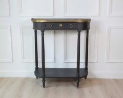 Mid 19th Century Swedish Ebonized Console Table with Brass Gallery and Slate Top - 4737306