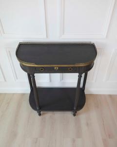 Mid 19th Century Swedish Ebonized Console Table with Brass Gallery and Slate Top - 4737317